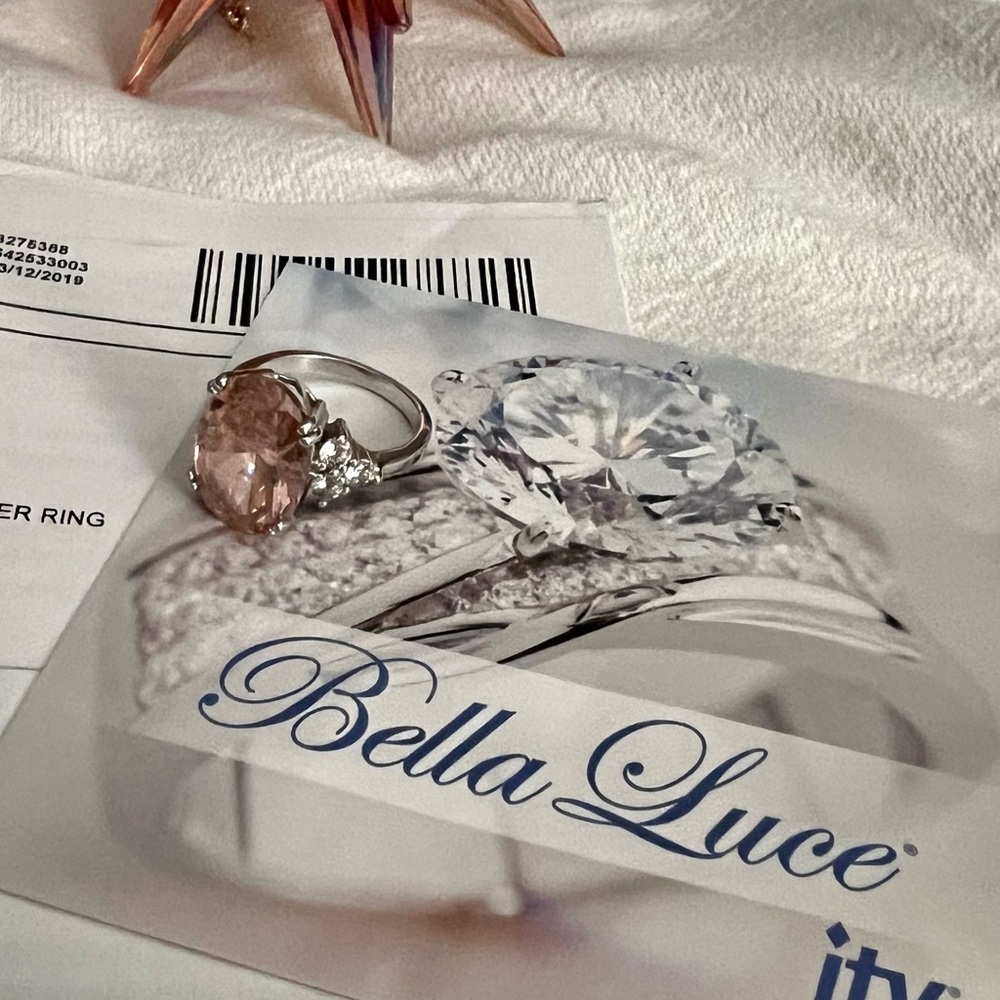 JTV BELLA LUCE Pink and White Diamond simulant rhodium over sterling silver ring - Picture 7 of 8